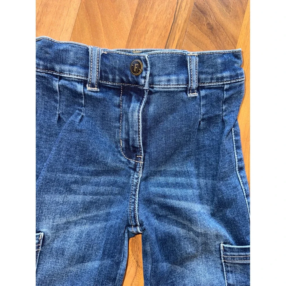 Finding Foxtale Cargo Jeans‎ Kids Size 5 Blue Excellent Utility Straight Leg